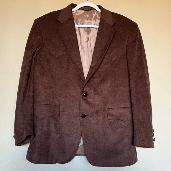 Vintage Pagano West Western Tailored Sports Coat Blazer Brown Suede Made in USA